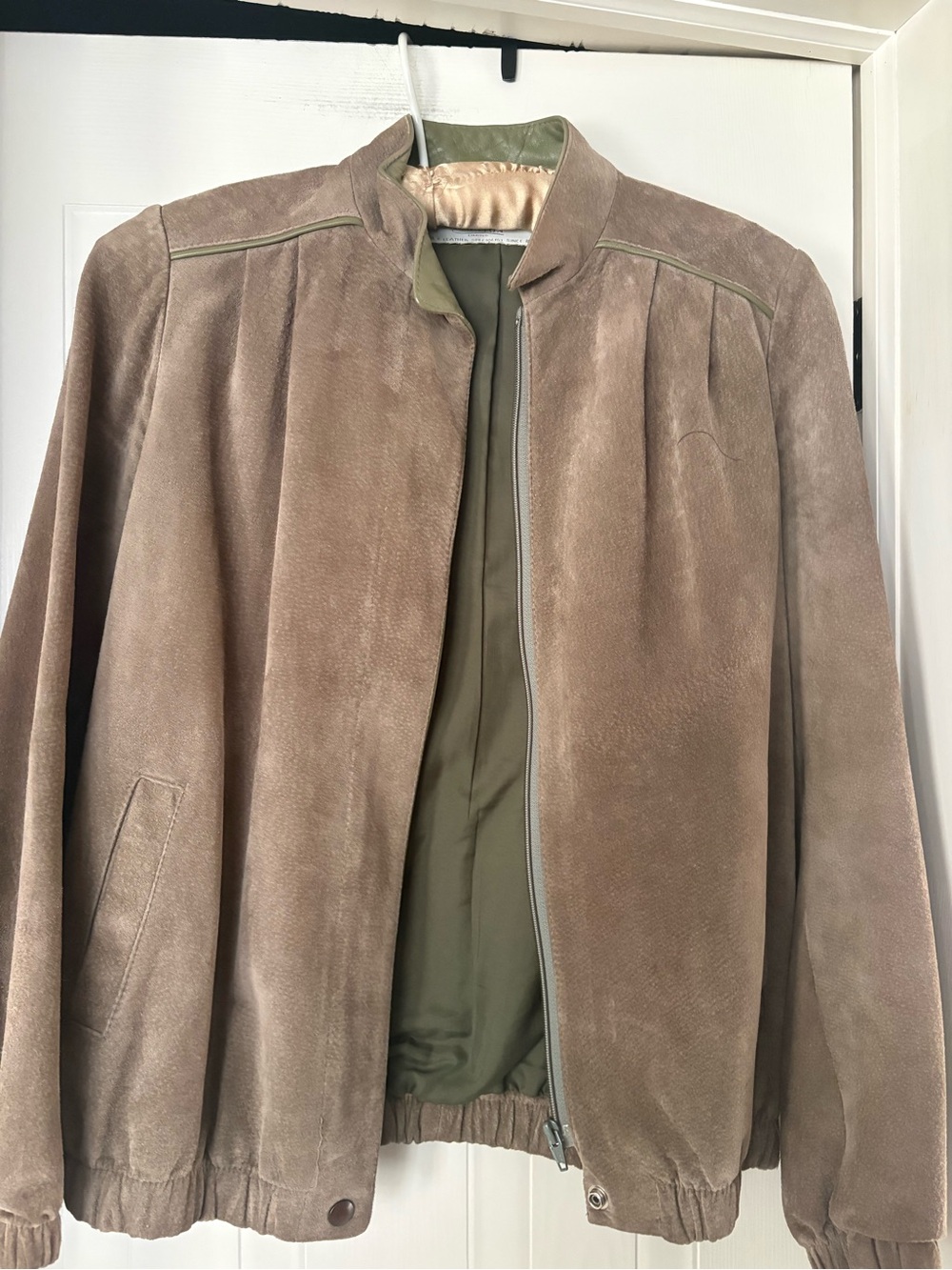 Men's Taupe Suede Bomber Jacket - Brand Unknown